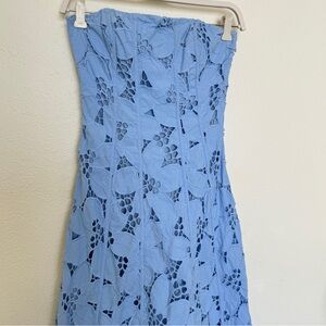 & OTHER STORIES Boned Broderie Anglaise Strapless Floral Laser Cut Maxi Dress